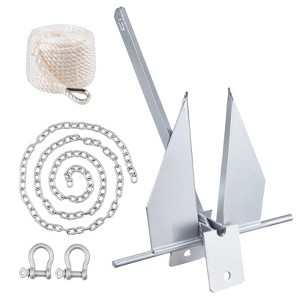 VEVOR Fluke Style Anchor Kit, 8.5 LBS Hot-Dipped Galvanized Steel Fluke Anchor with 7.9' Chain, 75' Rope and Two 0.4" Shackles, Marine Boat Anchor - 1 of 4