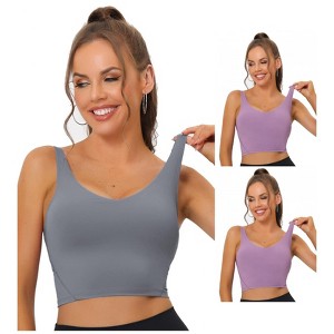 Allegra K Women's Workout Fitness Longline Wireless Padded Sports Bras Multicolored - 1 of 4