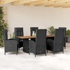 vidaXL Garden Dining Set Black Poly Rattan Large Adjustable Armrests - 2 of 4