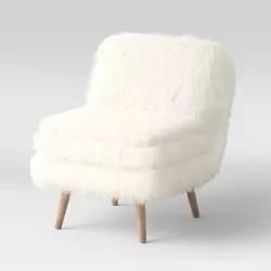 Harper Faux Fur Slipper Chair Mongolian Cream (KD) - Project 62™