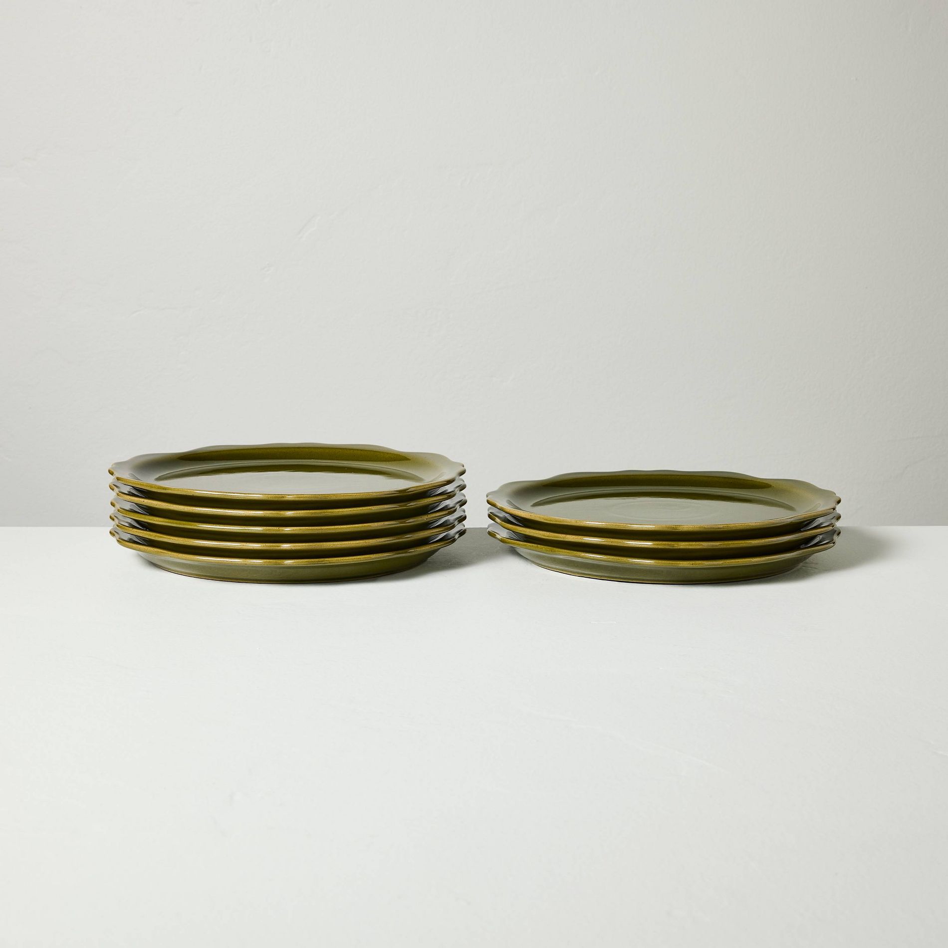Set of 8 Carved Edge Salad Plates Green - Hearth & Hand™ with Magnolia