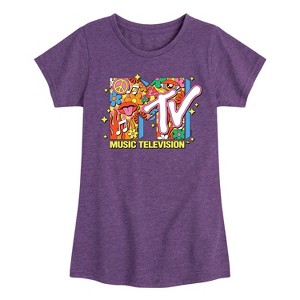 Girls' - MTV - Logo Retro Collage Fitted Short Sleeve Graphic T-Shirt - 1 of 4