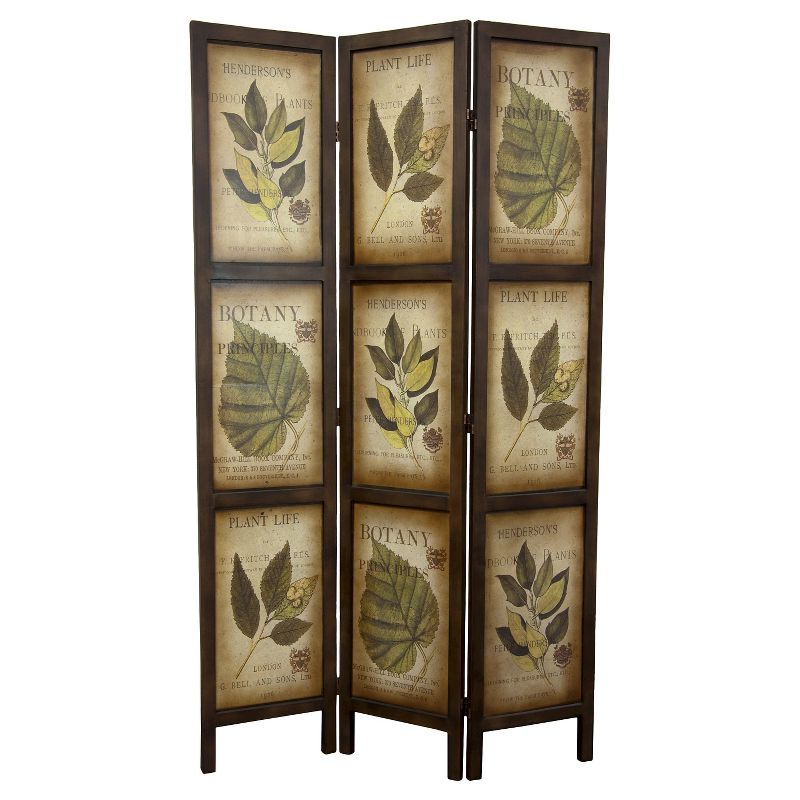 Botanical Print Double Sided Room Divider - Oriental Furniture, 1 of 6