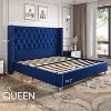 Bed Frame Upholstered Bed Wingback Headboard Velvet Tufted Diamond Button - 2 of 4