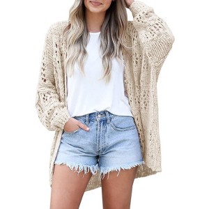 Womens Crochet Knit Cardigan Loose Fit Lightweight Cardigan All Season Cardigan Plus Size Cardigan S-5XL - 1 of 3