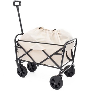 CAVINAS 3-in-1 Foldable Wagon Cart, Heavy Duty Utility Shopping Cart with All-Terrain Wheels, Dual-Layer Storage Wagons for Camping - 1 of 4