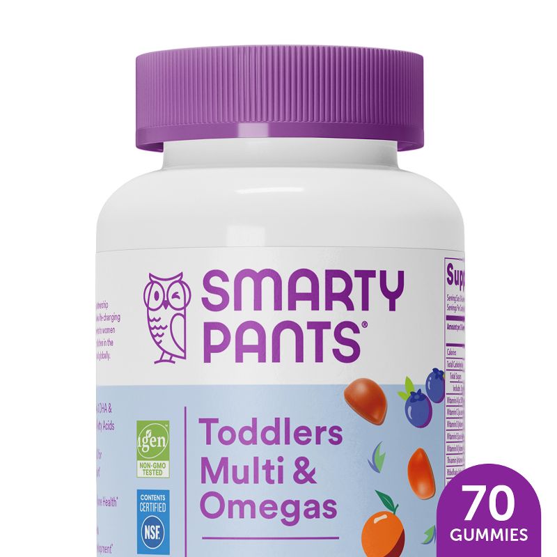 SmartyPants Toddler Multi &#38; Omega 3 Fish Oil Gummy Vitamins with D3, C &#38; B12 - 70 ct, 1 of 18
