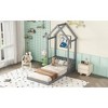 CAVINAS Twin Size Wood Montessori Bed,Modern Floor Bed with House-Shaped Roof Headboard and Semi-Fence Design,Toddler Bed for Bedroom,Gray - 2 of 4
