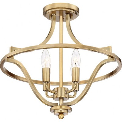 Harvel 16" Weathered Brass Semi-Flush Mount Ceiling Light