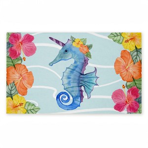 Stupell Industries Unicorn Seahorse & Hibiscus Printed Outdoor Door Mat, design by Audrey Jeanne Roberts, 18"x30" - 1 of 4