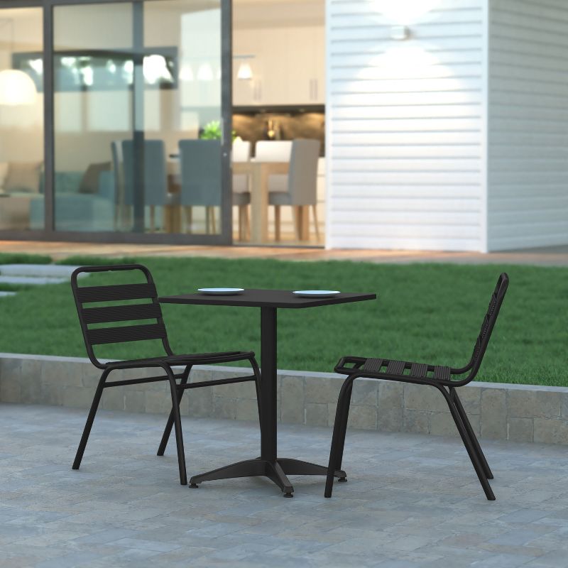 Emma and Oliver 23.5'' Square Aluminum Indoor-Outdoor Table with Base, 2 of 12