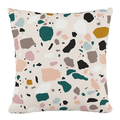 18"x18" Skyline Furniture Square Outdoor Throw Pillow Terrazzo Emerald Ochre: Geometric Design, Patio Accent, Zipper Closure