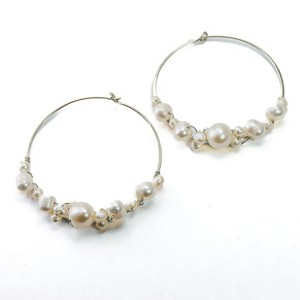 Large Bubbly Pearl Hoops - 1 of 4