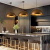 Rennnsan Grainor 15"-23" W 1 -Light Gold Foiled Dimmable Oversized Industrial Dome Pendant in Gold - 2 of 4