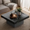 Hommoo Farmhouse Square Coffee Table with LED Light Black - 3 of 4