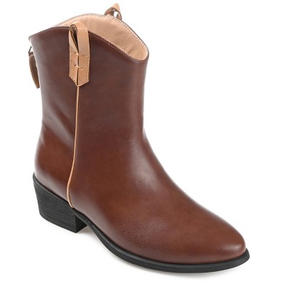 Journee Collection Womens Novva Tru Comfort Foam Back Heel Zip Stacked Heel Booties Brown 11
