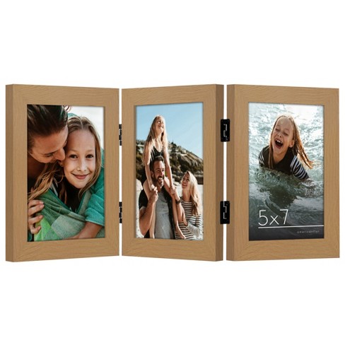 5x7 Double Hinged Picture Frame for 4x6 Photo Collage 2 Vertical Openings  Table