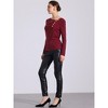 Allegra K Women's Asymmetrical Neck Button Decor Long Sleeve Pleated Casual Top - 4 of 4