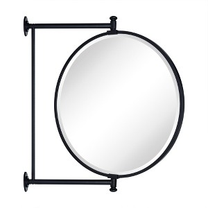 TEHOME Corrente 20 in. W x 20 in. H Round Metal Framed Tilting Ivot-N-View Wall Mounted Bathroom Vanity Mirror in Matt Black - 1 of 4