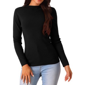 Seta T Women's Mock Neck Long Sleeve Slim Fit Sweater - 1 of 4