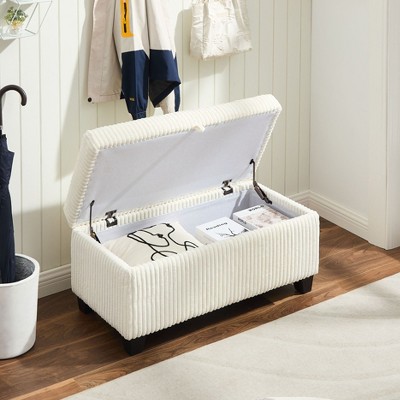 NicBex Rectangular Velvet Storage Ottoman Bench,Upholstered Storage Ottoman with Wood Legs,Modern Storage Bench for Living Room,Bedroom