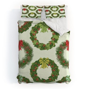 Sabine Reinhart Christmas Wreaths Duvet Cover + Pillow Sham(s) - Deny Designs - 1 of 4