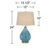 360 Lighting Kayley Modern Mid Century Table Lamp 24" High Sky Blue Glaze Textured Ceramic Linen Tapered Drum Shade for Bedroom Living Room Bedside - 4 of 4