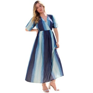 Roaman's Women's Plus Size Ombre Maxi Dress - 1 of 4