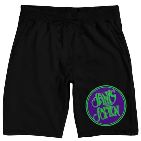 Janis Joplin Name In Purple Circle Men's Black Sleep Pajama Shorts - image 1 of 4