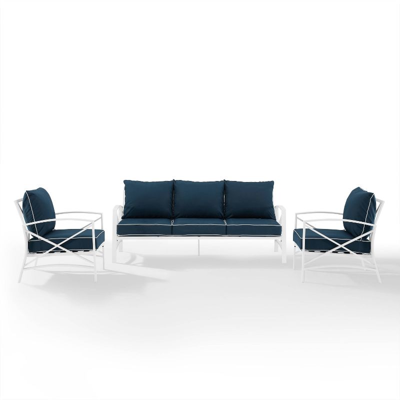 Crosley 3pc Kaplan Outdoor Sofa Set with Sofa & 2 Arm Chairs, 3 of 11
