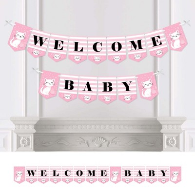 Big Dot of Happiness Purr-fect Kitty Cat - Kitten Meow Baby Shower Bunting Banner - Party Decorations - Welcome Baby