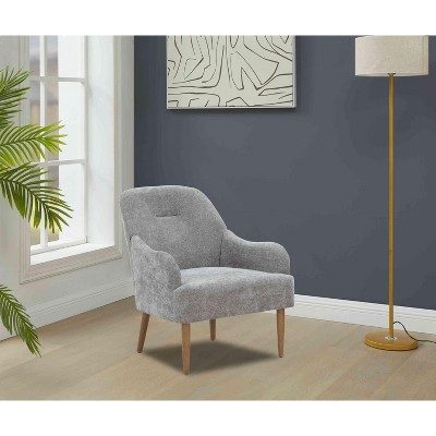 CAVINAS Chenille Accent Chair with Mid-Height Backrest and Wood Legs,Modern Upholstered Living Room Chairs,Reading Chairs for Living Room