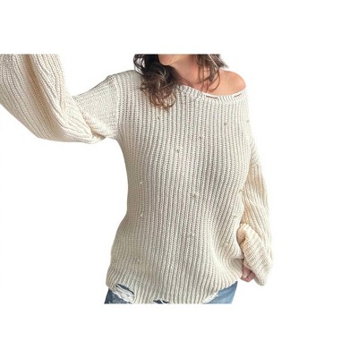Women's Cross Love Pearl Sweater - POL