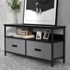Modern TV Stand for 55-Inch TV with 2 Fabric Drawers, Open Shelves & Cable Management, Black Metal Frame Entertainment Center, Grey - 4 of 4
