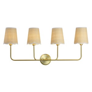 JONATHAN Y Lila Traditional Coastal Scalloped Fabric Shade/Metal LED Vanity Light - 1 of 4