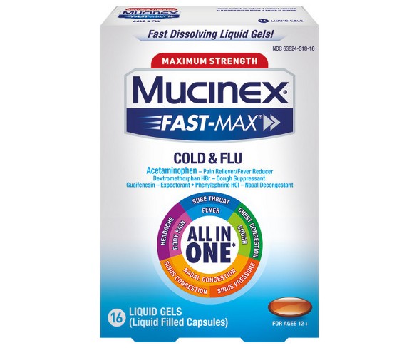 Mucinex Fast-Max Cold & Flu  Liquid Gels -  - 16ct
