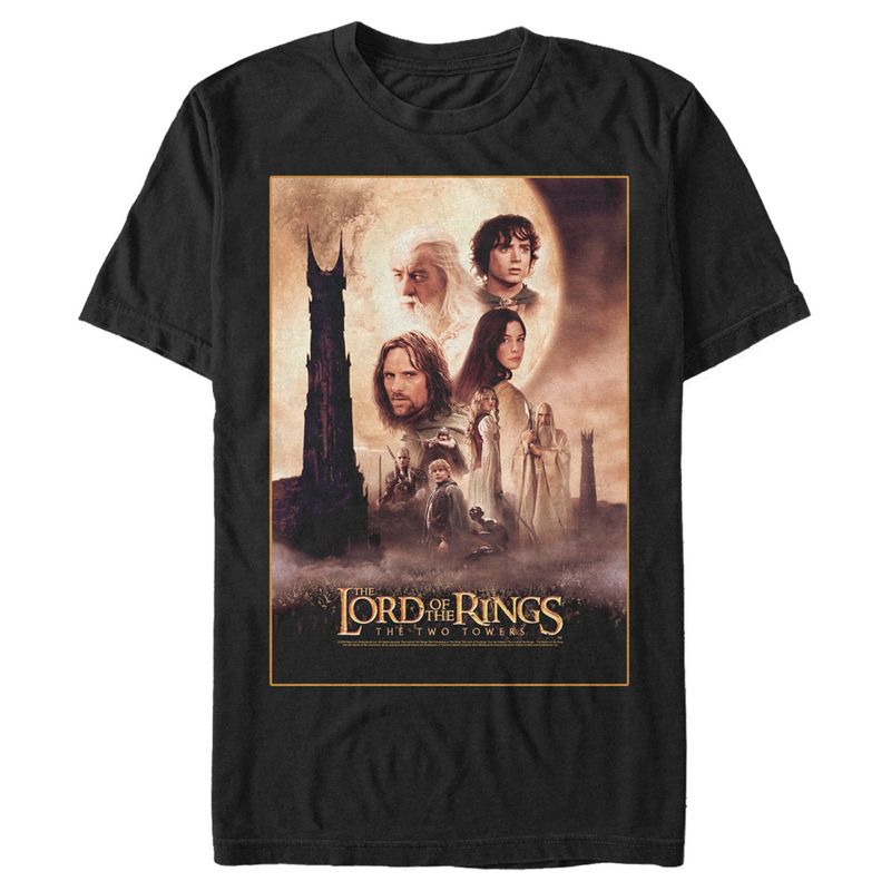 Men's The Lord of the Rings Two Towers Movie Poster T-Shirt, 1 of 6