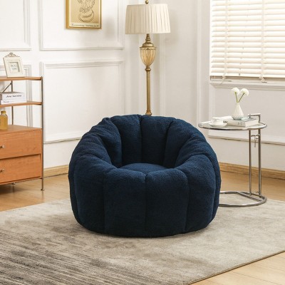 Teddy Fabric Bean Bag Chair with Backrest and Armrests, Foam-Filled Lounge Sofa for Adults and Kids, Cozy Floor Seating-Baofuwish