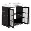 Modern Black 30 Inch Bathroom Vanity with Ceramic Sink, Tempered Glass Panel Doors and Interior Shelf, Rubber Wood Storage Cabinet-Maison Boucle - 4 of 4