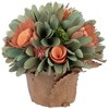 Northlight 7.75" Pink and Green Wooden Floral Artificial Potted Centerpiece - 4 of 4