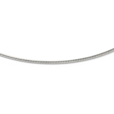 Black Bow Jewelry 2mm 14k White Gold Round Omega Chain Necklace