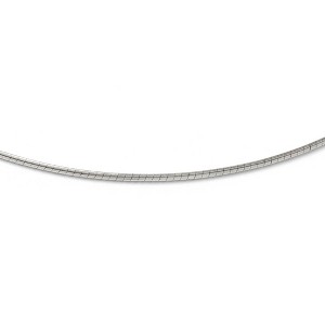 Black Bow Jewelry 2mm 14k White Gold Round Omega Chain Necklace - 1 of 4