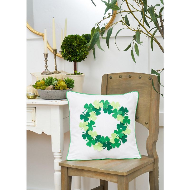 C&F Home Clover Wreath Applique 18 X 18 Inch Throw Pillow St. Patrick's Day Decorative Accent Covers For Couch And Bed, 3 of 6