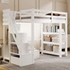 TiramisuBest Full Size Loft Bed with Shelves, Storage Staircase, Small Wardrobe and White LED Light - 2 of 4