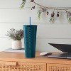 24oz Plastic Tumbler with Straw Clear Blue Wave - Opalhouse™