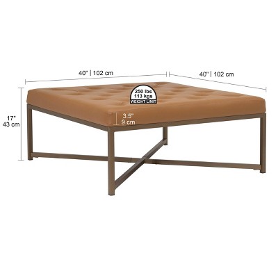 Camber Large Tufted Brown Leather Cocktail Ottoman