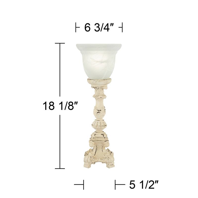 Regency Hill Country Cottage Accent Table Lamp 18 1/4" High French Beige Alabaster Glass Uplight Shade for Living Room Bedroom, 4 of 9
