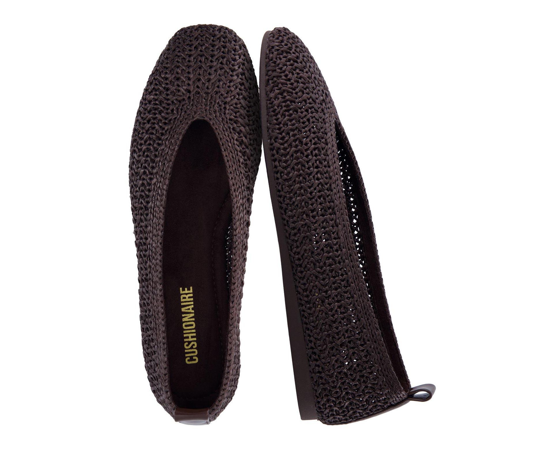 CUSHIONAIRE GILT Woven Ballet Flats for Women, Lightweight Knit Flats with Memory Foam, Arch Support and Pull On Tab