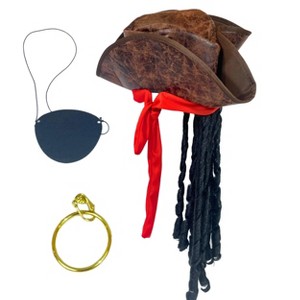 4E's Novelty 3 pcs Pirate Set – Authentic Pirate Accessories for Men, Women, and Kids - 1 of 4