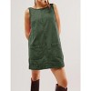 Women's Corduroy Overall Dress Round Neck A Line Jumper Open U Back Mini Dress with Pockets Front Seam Style Outfits - 4 of 4